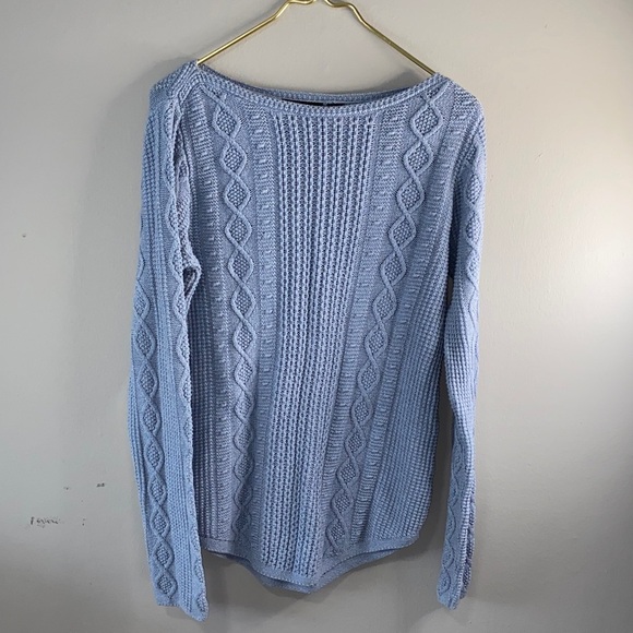 JEANNE PIERRE Soft Blue Cable Knit Sweater - Picture 4 of 11